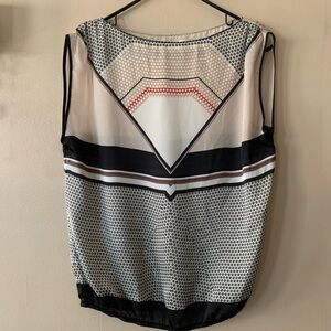 Max Studio Vintage Lightweight Abstract Polka Dot Sleeveless Blouse Size SP